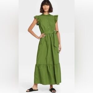 WhoWhatWear Mixed Media Maxi Dress NWT